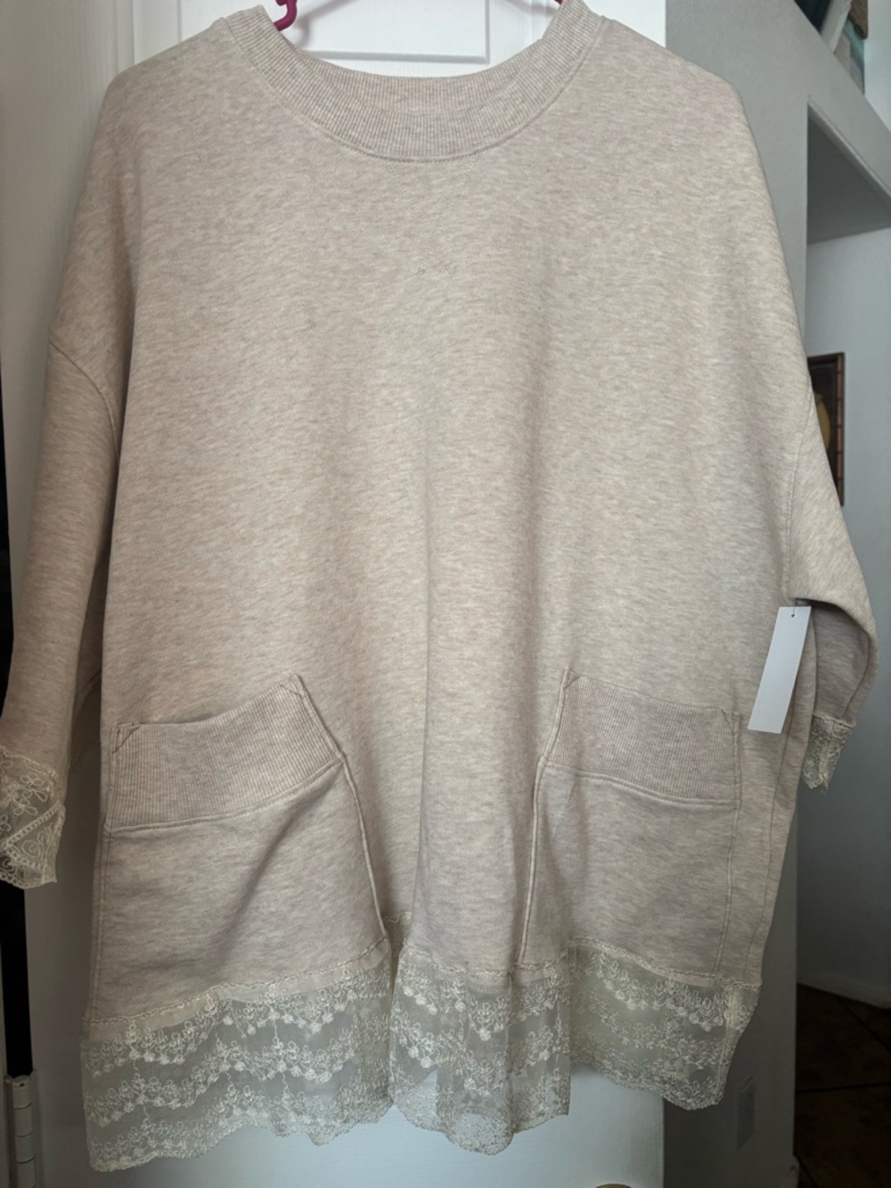 Time and Tru Cream Knit Crewneck Sweater